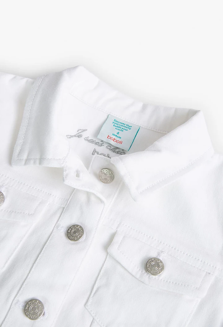 Veste en denim élastique blanche pour fille