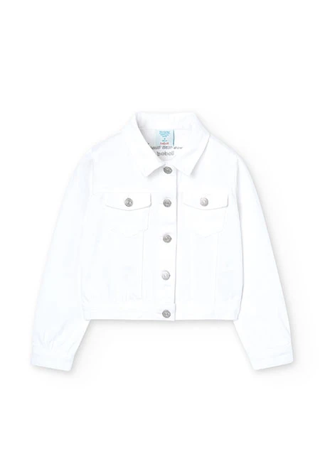 Girl's white stretch denim jacket