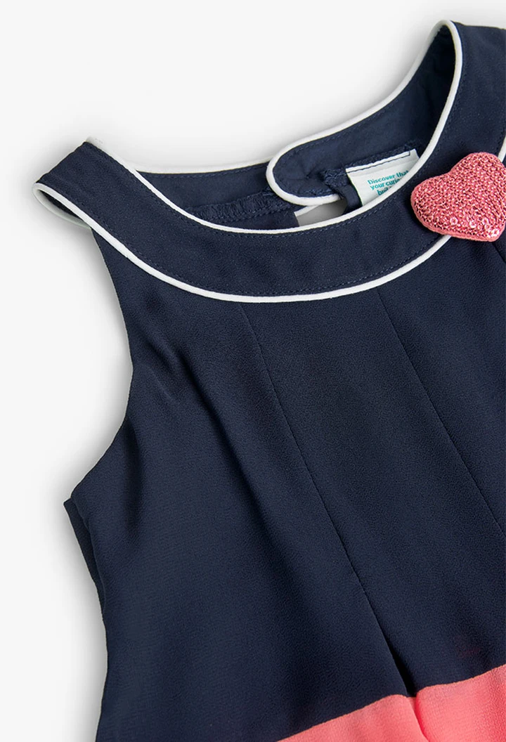 Robe en mousseline de soie tricolore pour fille, bleu marine