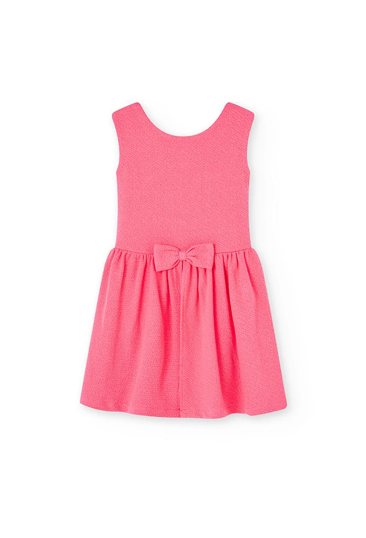 Robe tricotée gaufrée pour fille en corail