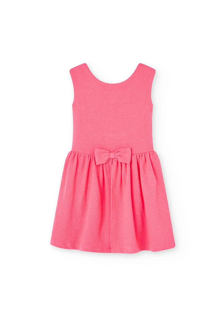 Girl\'s embossed knit dress in coral