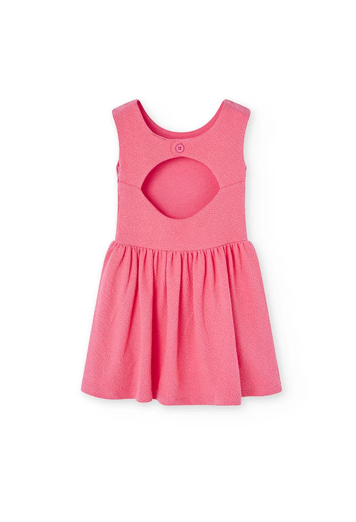 Robe tricotée gaufrée pour fille en corail