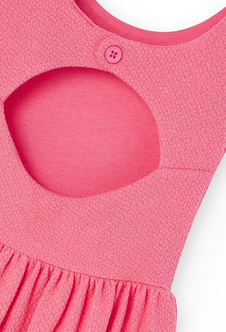 Robe tricotée gaufrée pour fille en corail