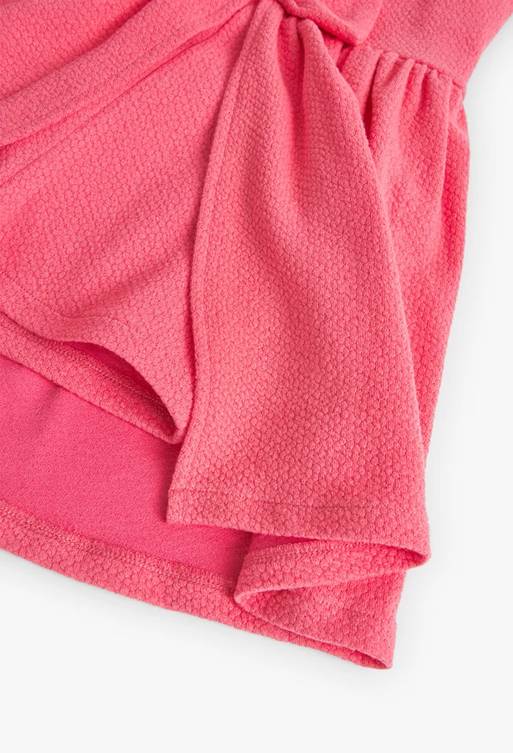 Robe tricotée gaufrée pour fille en corail