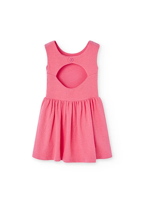 Girl's embossed knit dress in coral