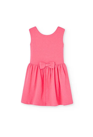 Girl's embossed knit dress in coral