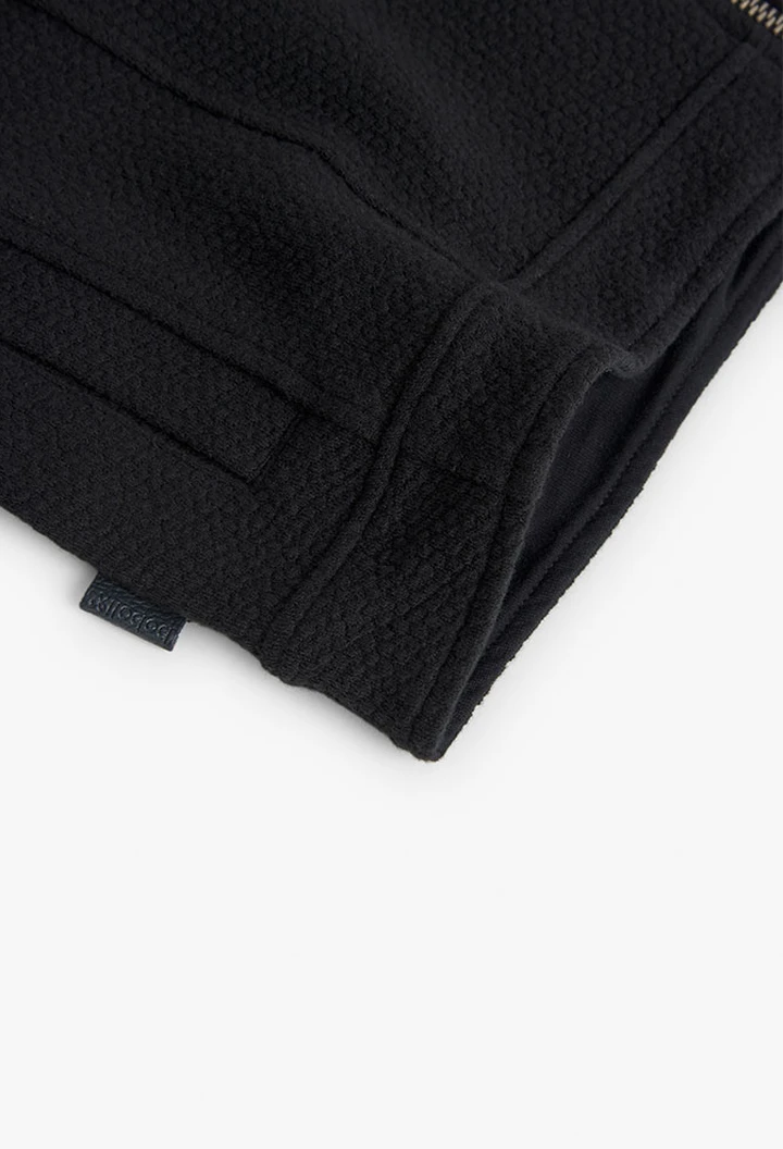 Veste tricotée gaufrée fille, noir