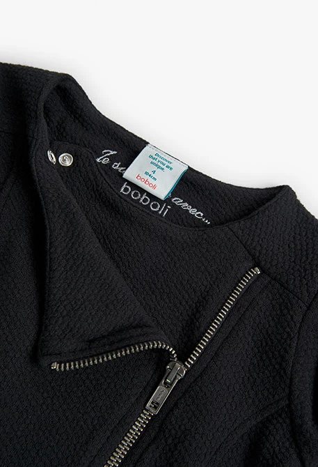 Girl's embossed knit jacket in black