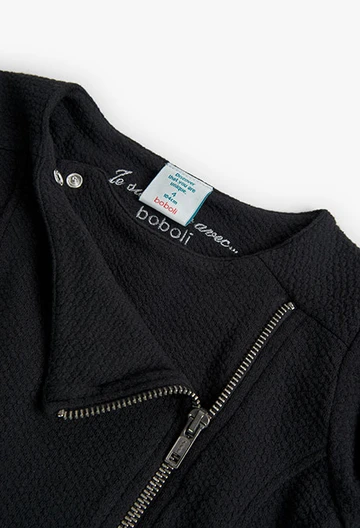 Girl\'s embossed knit jacket in black