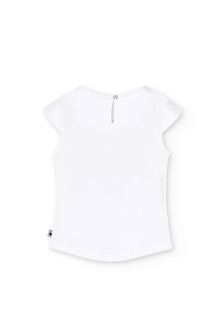 T-shirt tricoté maille élastique blanc pour fille