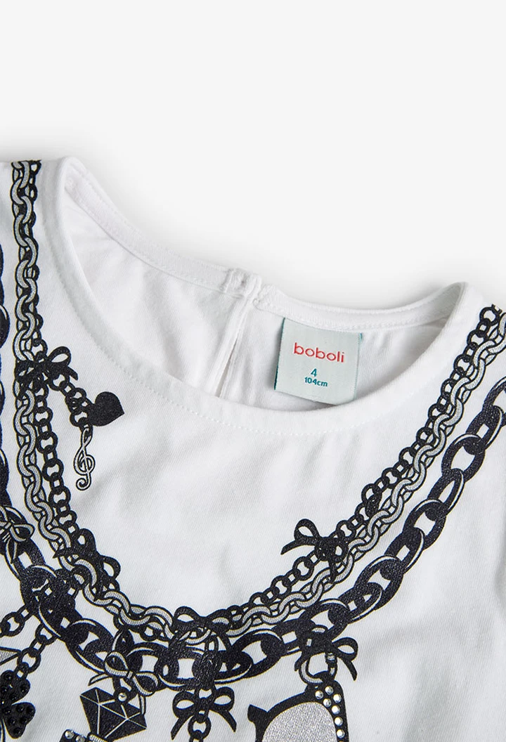 T-shirt tricoté maille élastique blanc pour fille