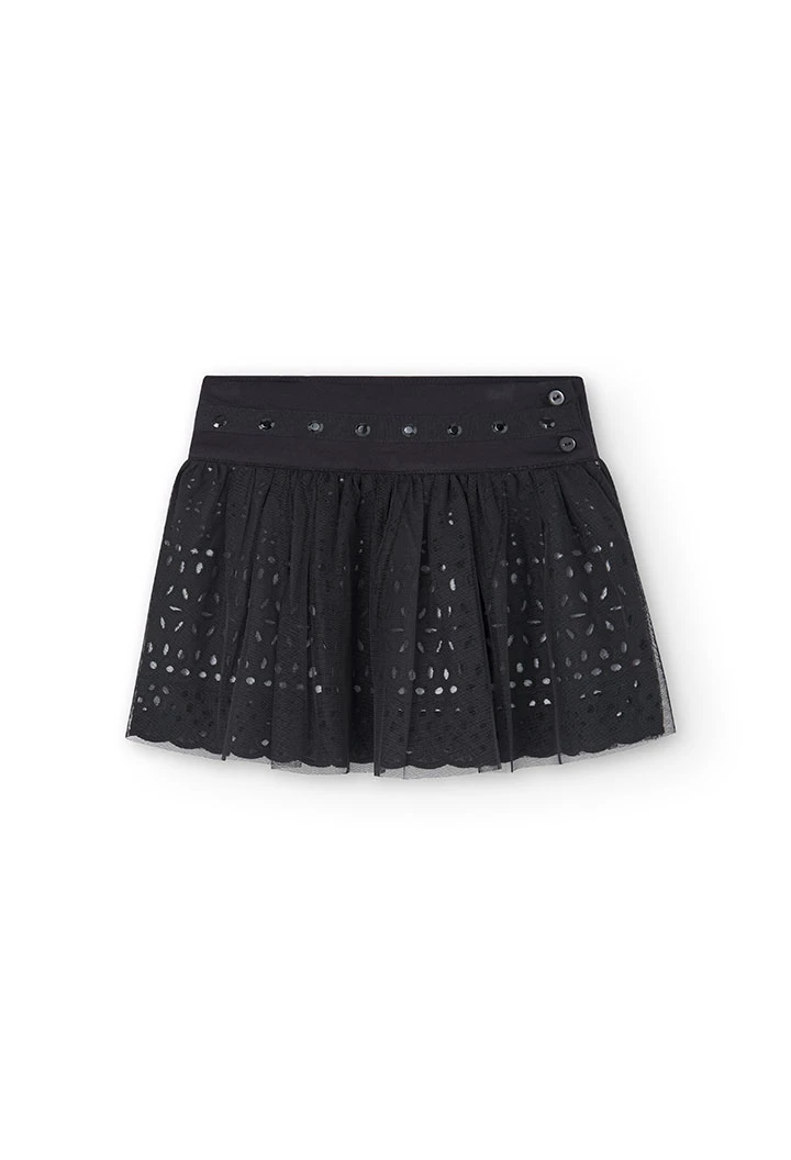 Girl\'s embroidered bastista skirt in black