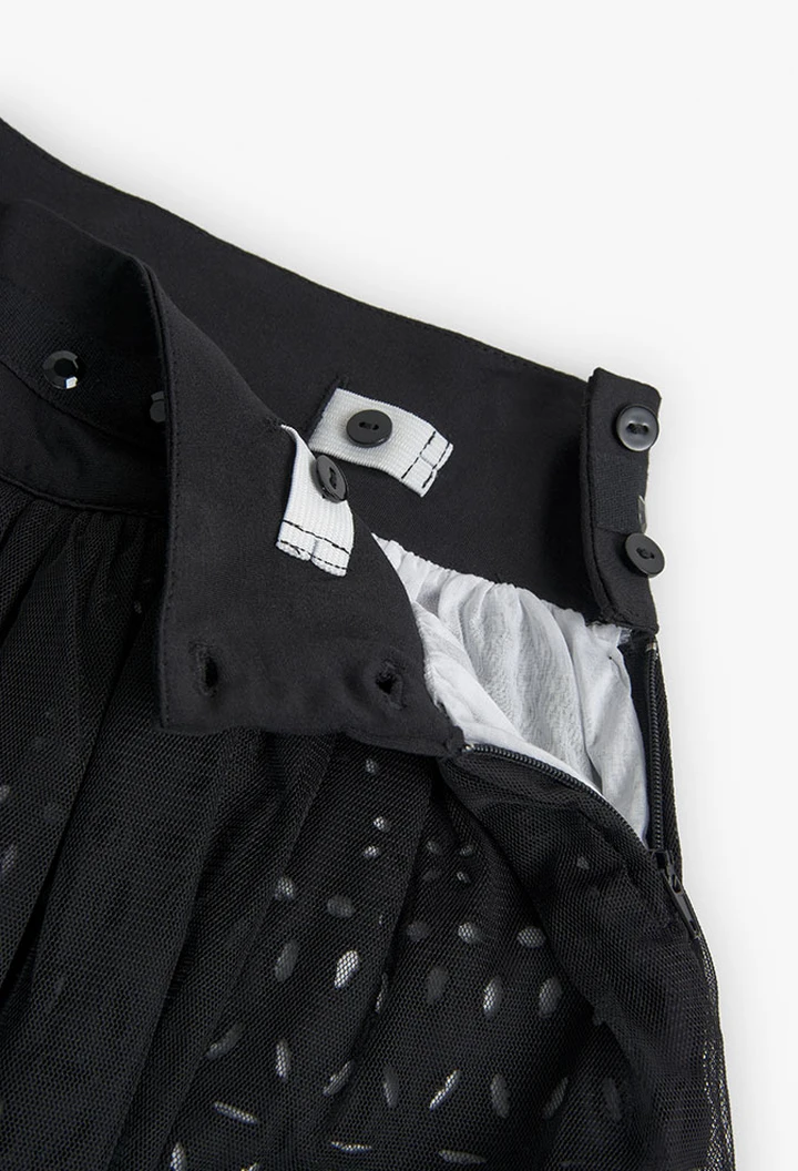 Jupe bastille brodée noire pour fille