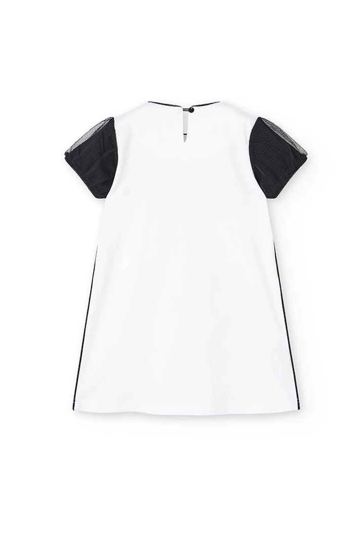 Robe tricotée point de rome blanche pour fille
