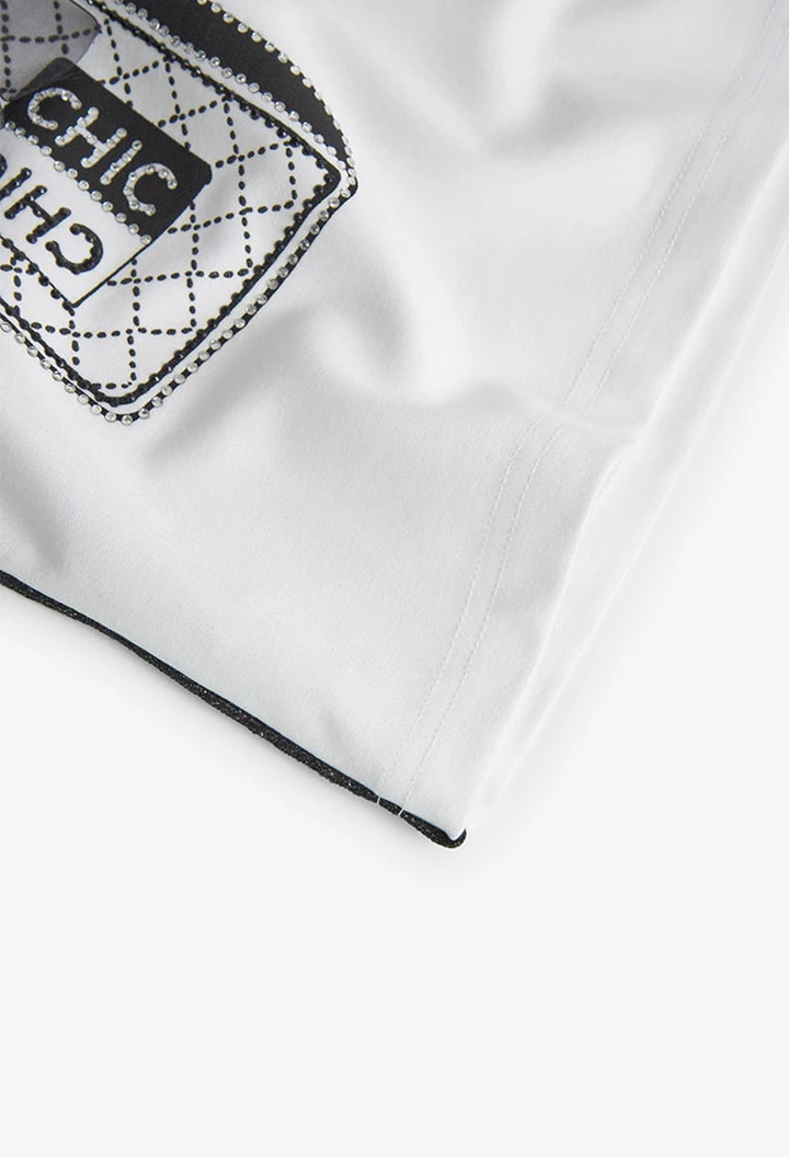 Robe tricotée point de rome blanche pour fille
