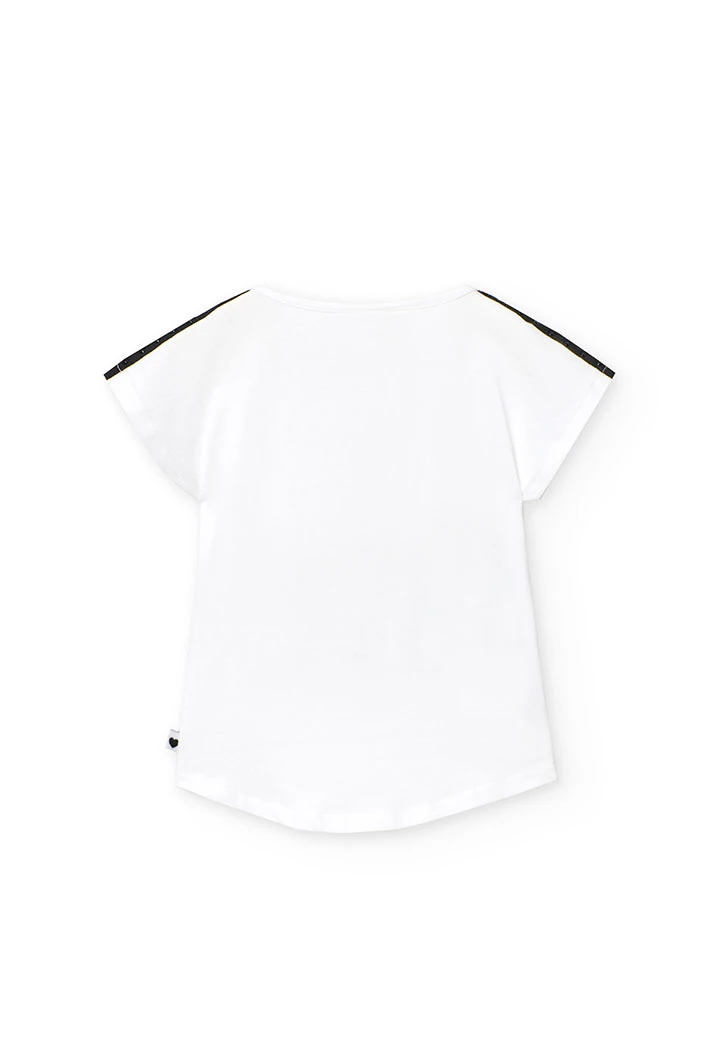 T-shirt tricoté maille élastique blanc pour fille