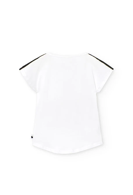 Maglietta in jersey elasticizzata bianca da bambina