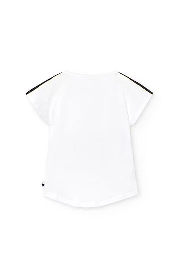 Camiseta de punto elástico en blanco de niña