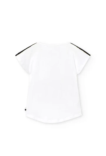 T-shirt tricoté maille élastique blanc pour fille
