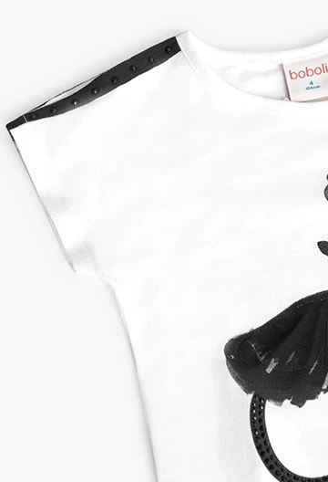 Camiseta de punto elástico en blanco de niña
