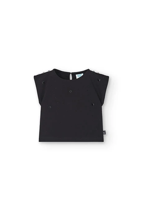 Girl's black blunt knit t-shirt