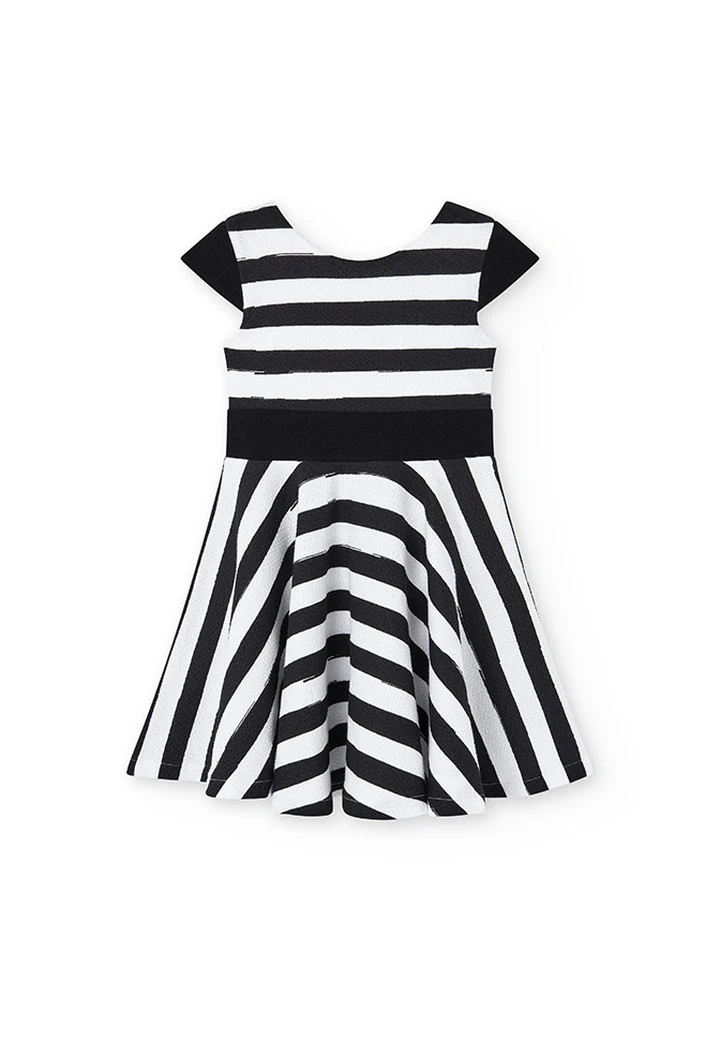 Robe tricotée rayée à maille gaufrée pour fille