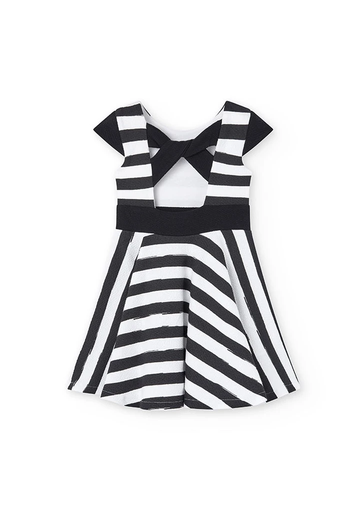 Robe tricotée rayée à maille gaufrée pour fille