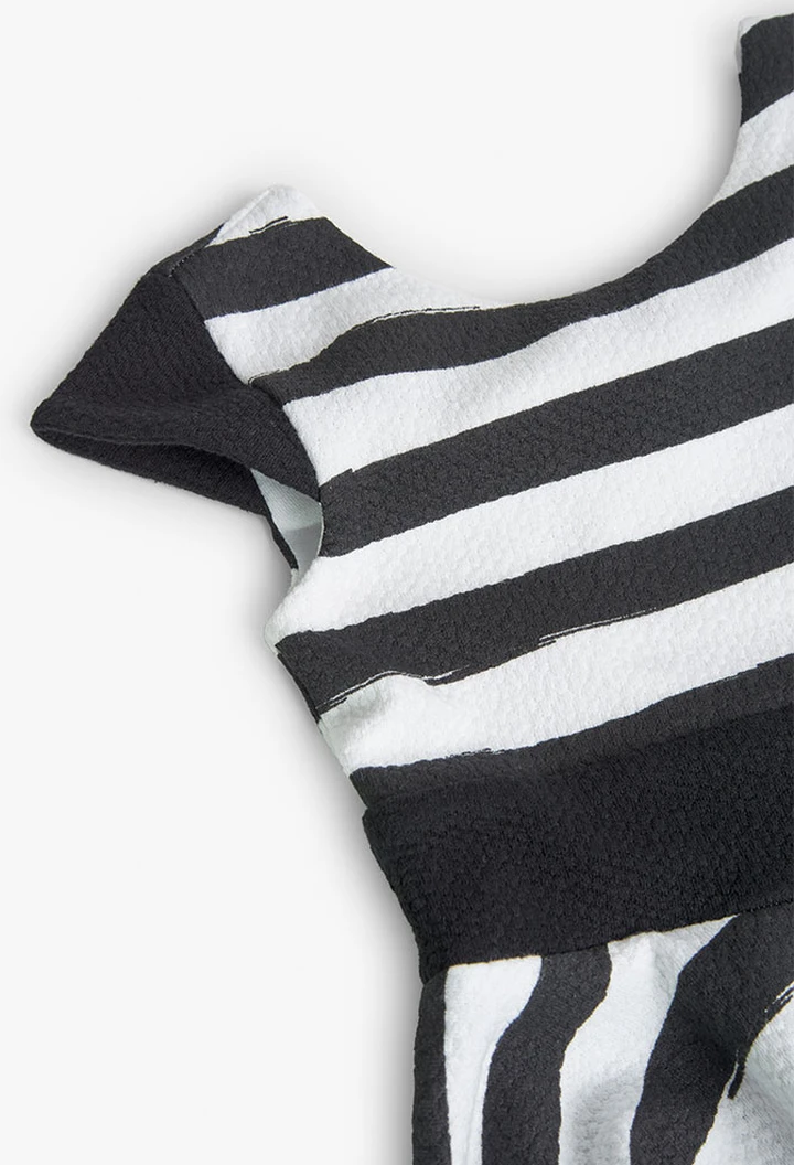 Robe tricotée rayée à maille gaufrée pour fille