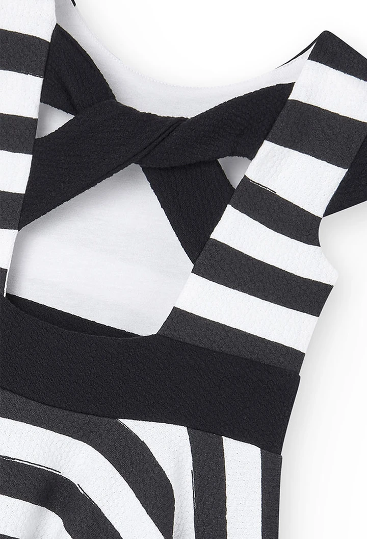 Robe tricotée rayée à maille gaufrée pour fille