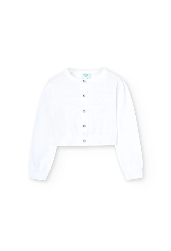 Veste tricotée fille blanc