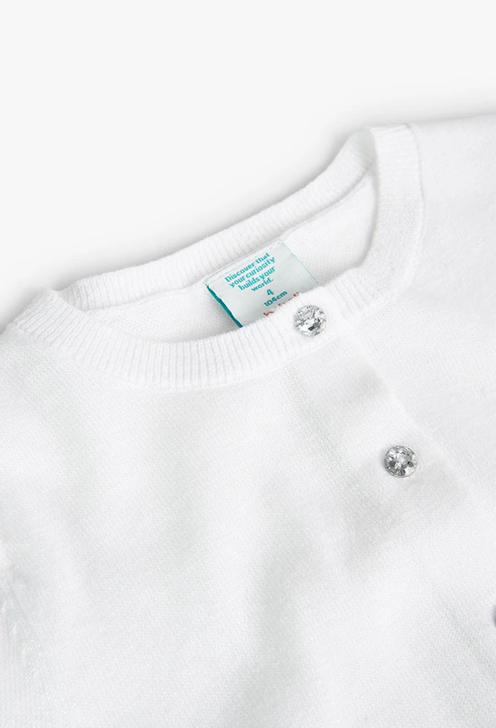 Veste tricotée fille blanc