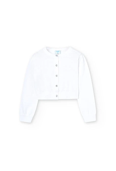 Tricotage-Jacke für Mädchen, in Farbe Weiß