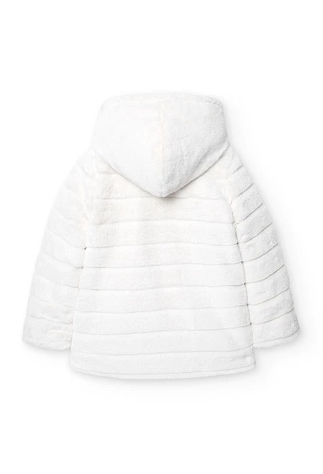 Parka reversible de nena en blanc i amb estampat de cors