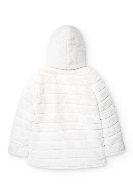 Parka reversible de nena en blanc i amb estampat de cors