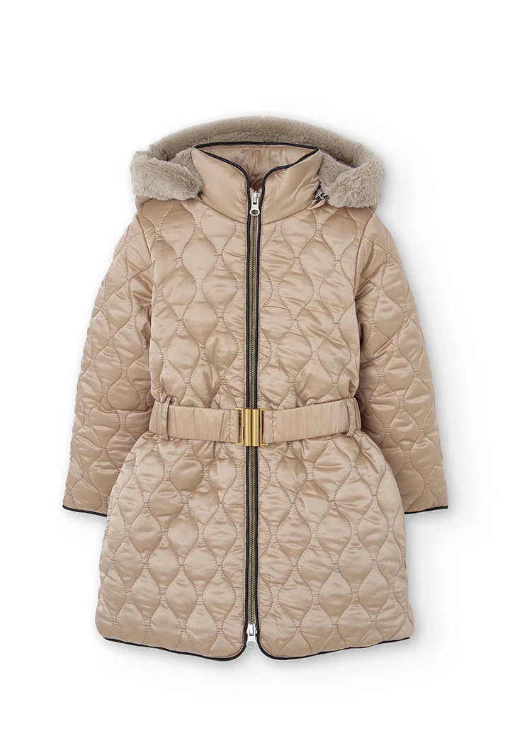 Technical parka for girls in gold colour