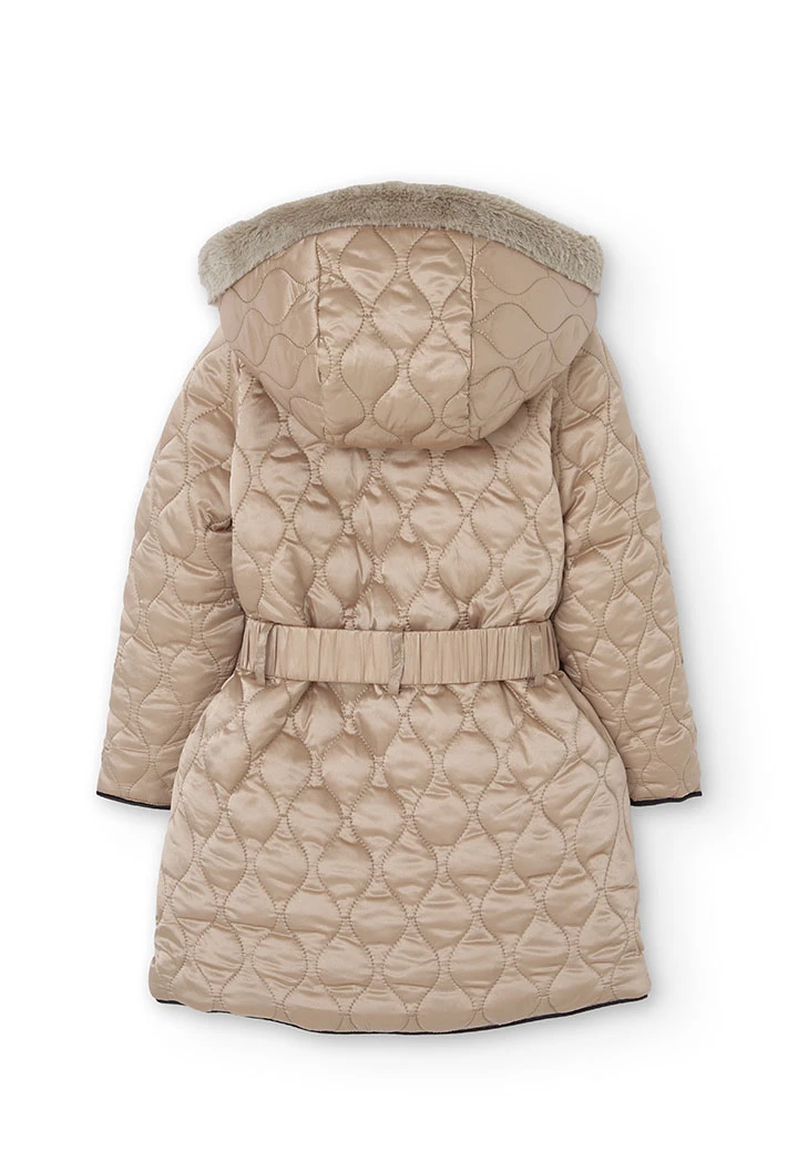 Technical parka for girls in gold colour