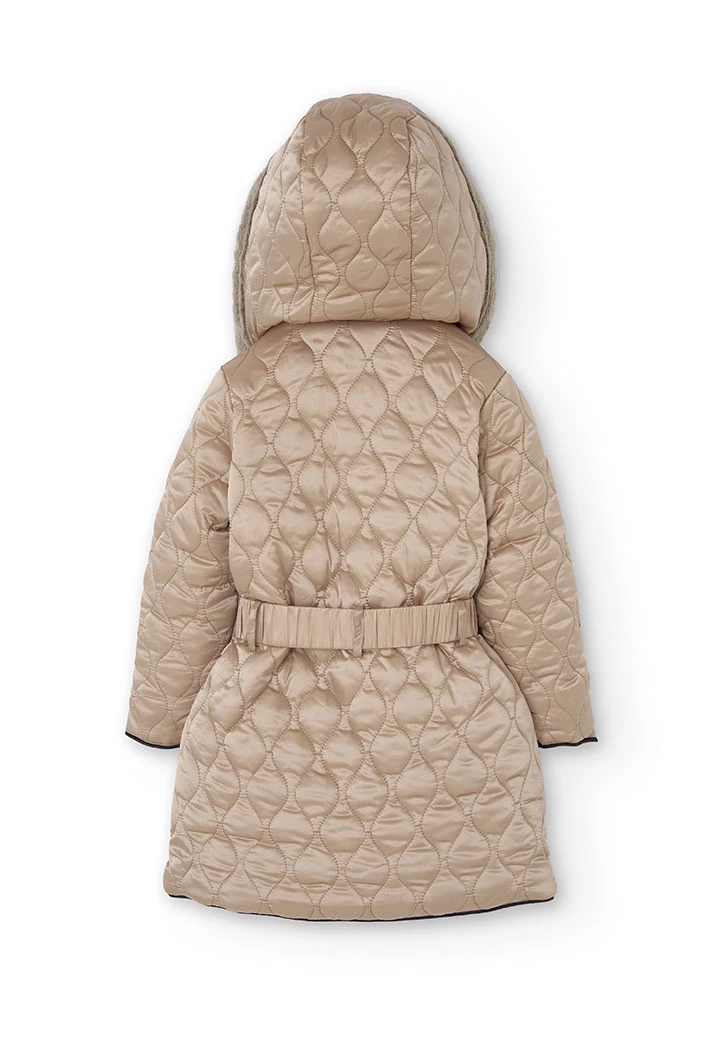 Technical parka for girls in gold colour