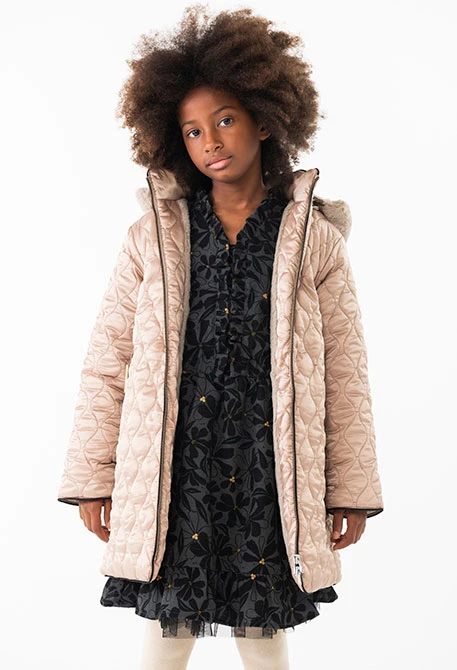 Technical parka for girls in gold colour