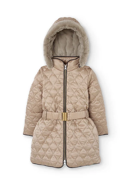 Technical parka for girls in gold colour