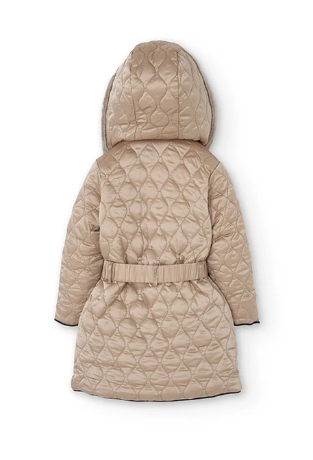 Technical parka for girls in gold colour