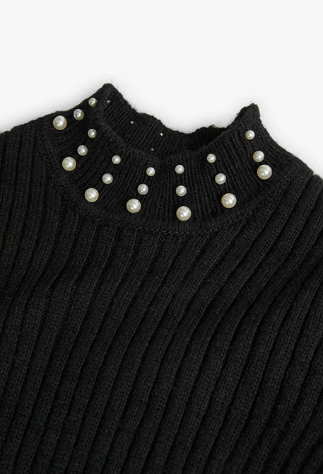 Pullover  mit Perlen für Mädchen in Schwarz