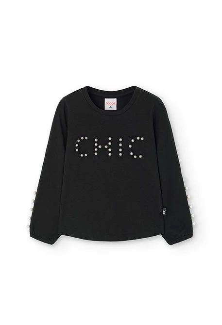 Black knitted T-shirt for girl