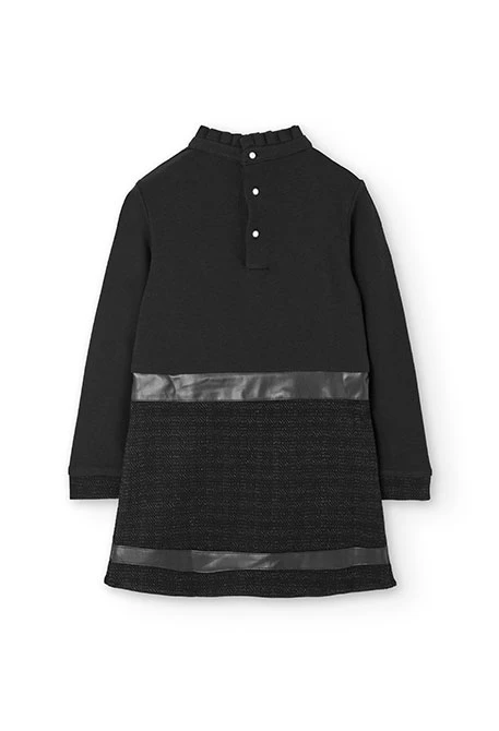 Robe en maille de coton pour fille en noir