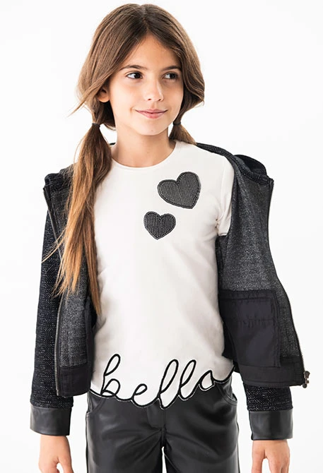 Camisola de malha de menina em branco