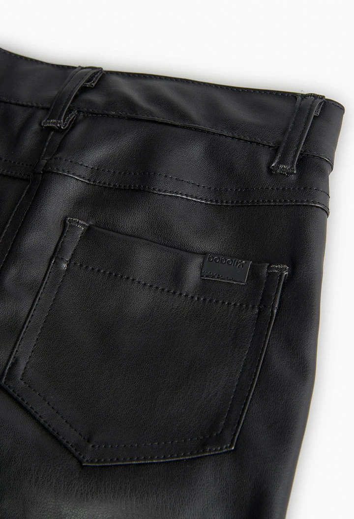 Pantalon en similicuir pour fille en noir