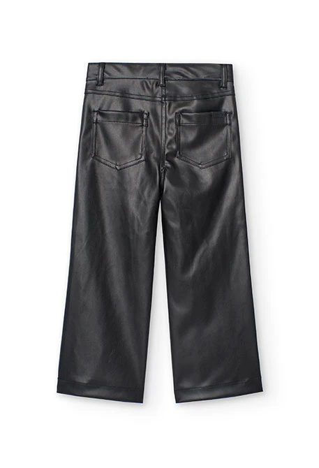 Black faux leather trousers for girls