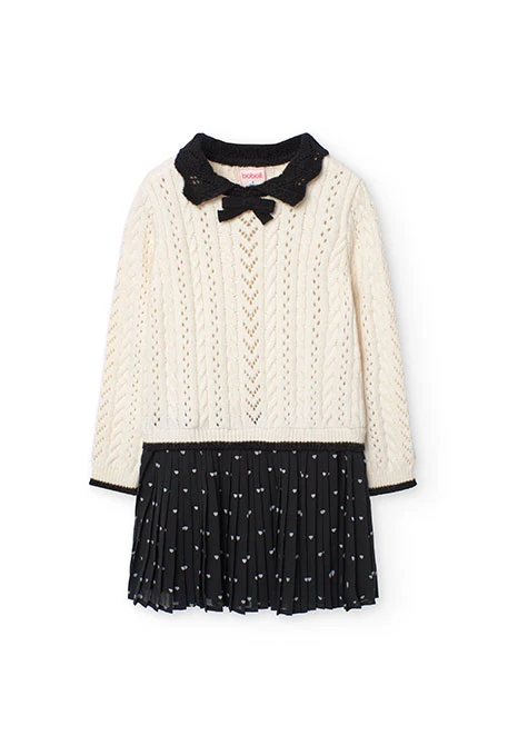 Robe en tricot pour fille en blanc