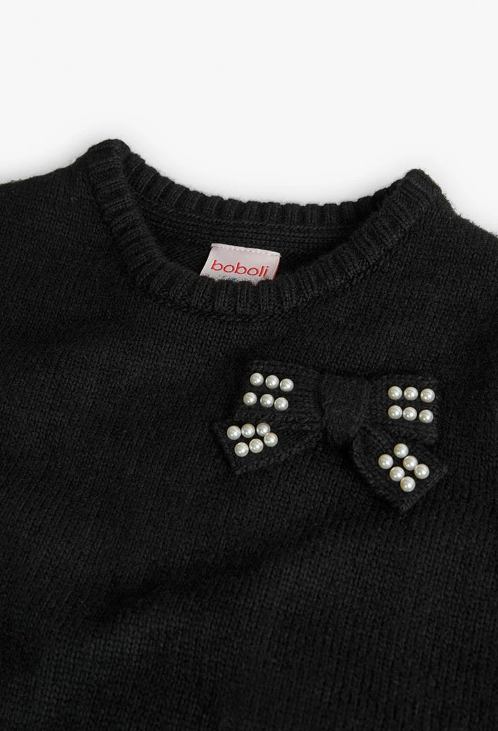 Robe en tricot pour fille en noir