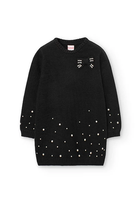 Robe en tricot pour fille en noir