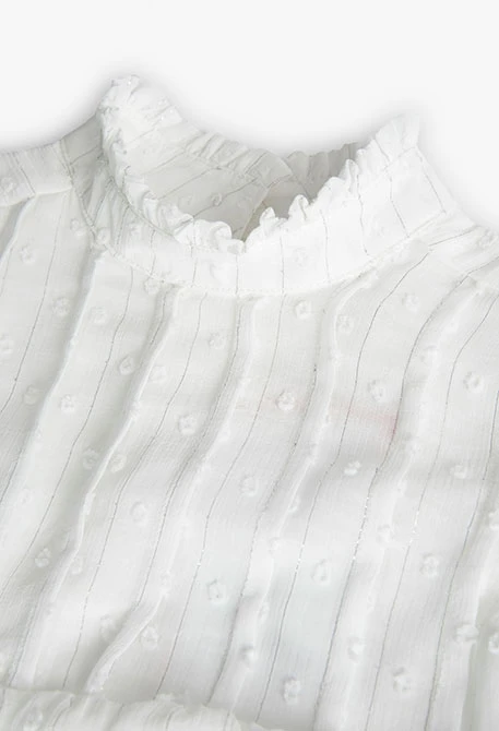 Blouse en gaze plumetis de coton pour fille en blanc